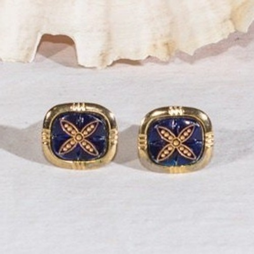 Vintage cufflinks blue gold tone men's accessories career old money preppy